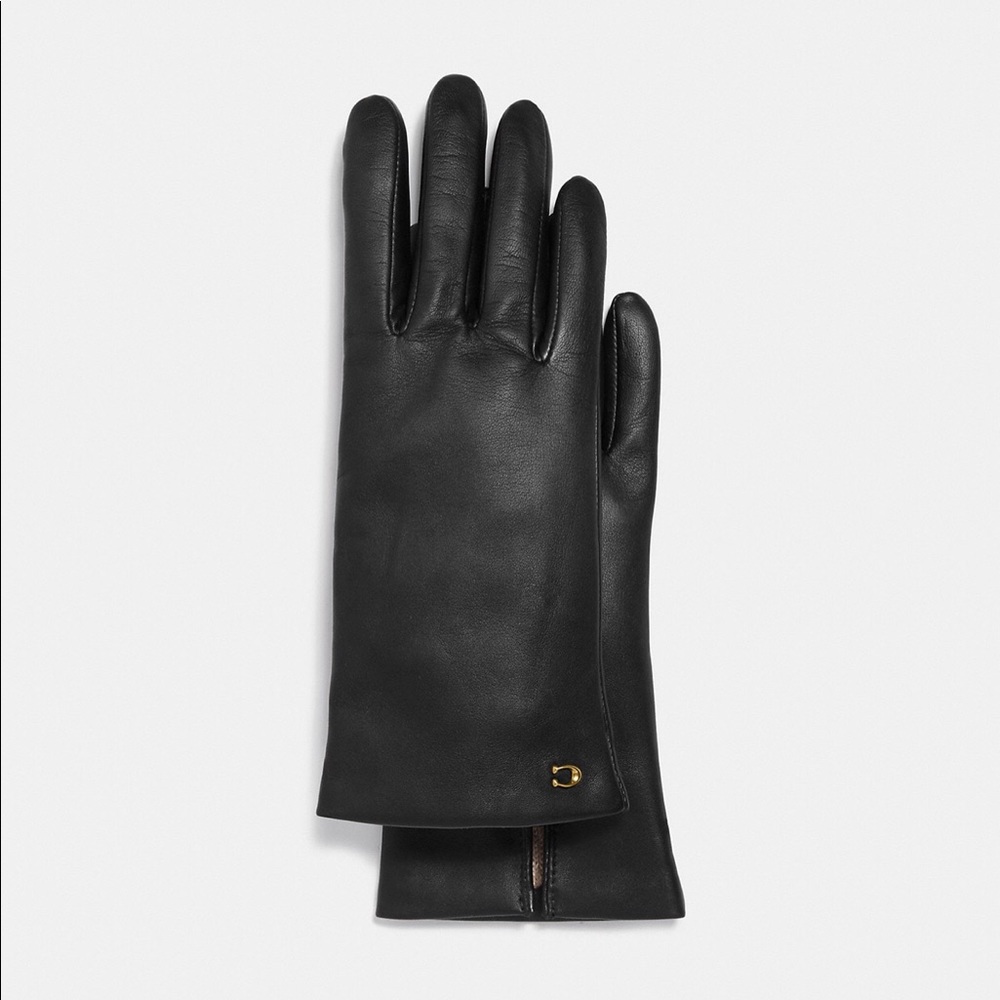 Coach black leather gloves